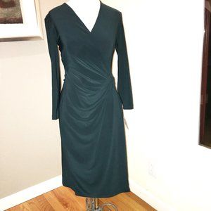 Faux Wrap ruched dress dark teal